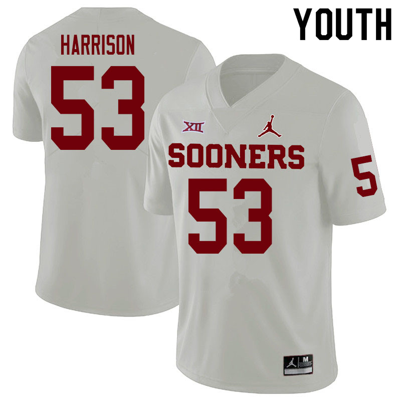 Youth #53 Anton Harrison Oklahoma Sooners College Football Jerseys Sale-White